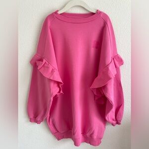 Adorable Pink Ruffle Sleeve Kids Dress